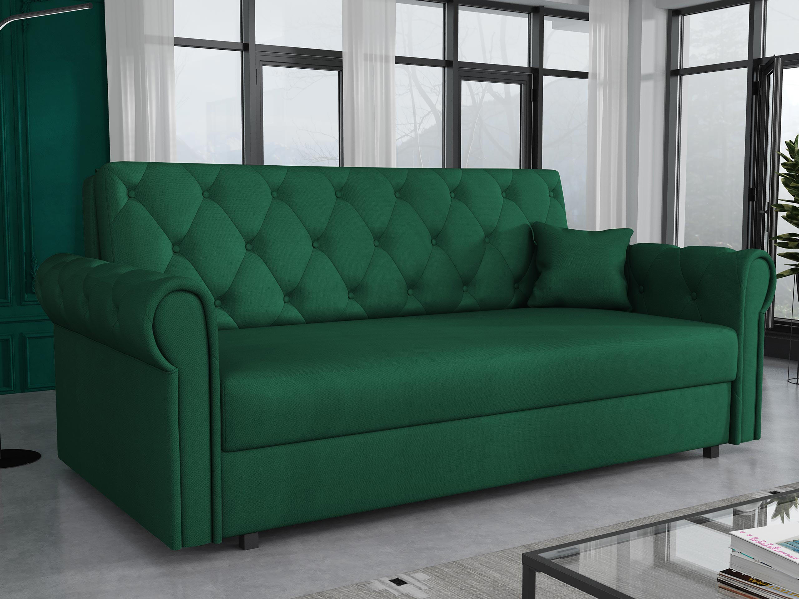 SCHLAFSOFA Viva Roma IV - Smaragdgrün/Schwarz, Holz/Textil (188/85/98cm) - MIRJAN24