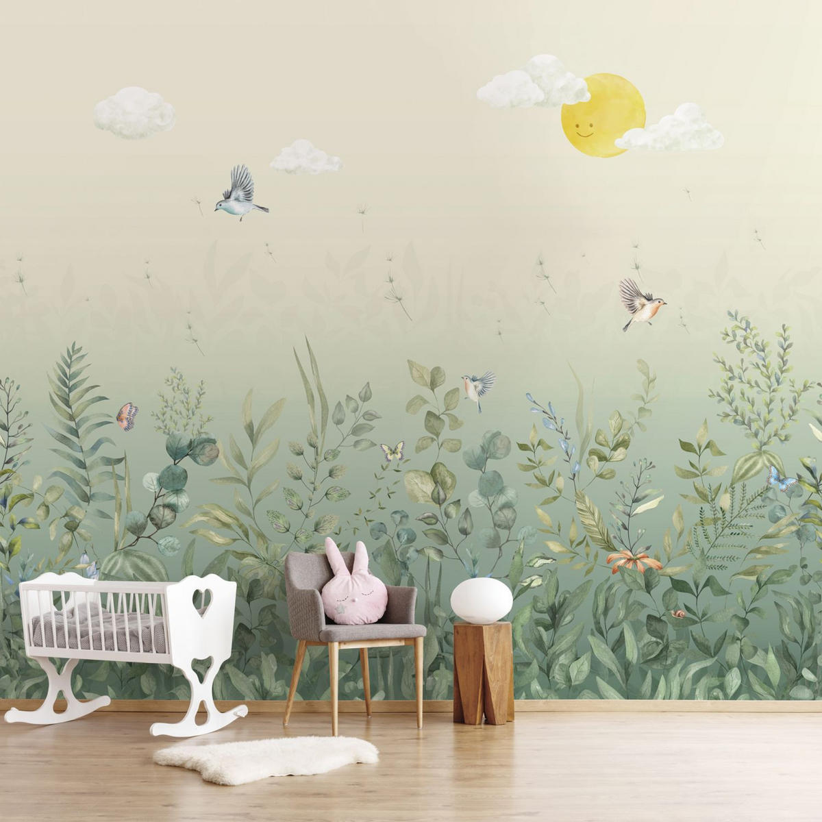 FOTOTAPETE Vögel in der freien Natur 318 x 275 cm - Grün, Papier (318/275cm) - Sanders & Sanders