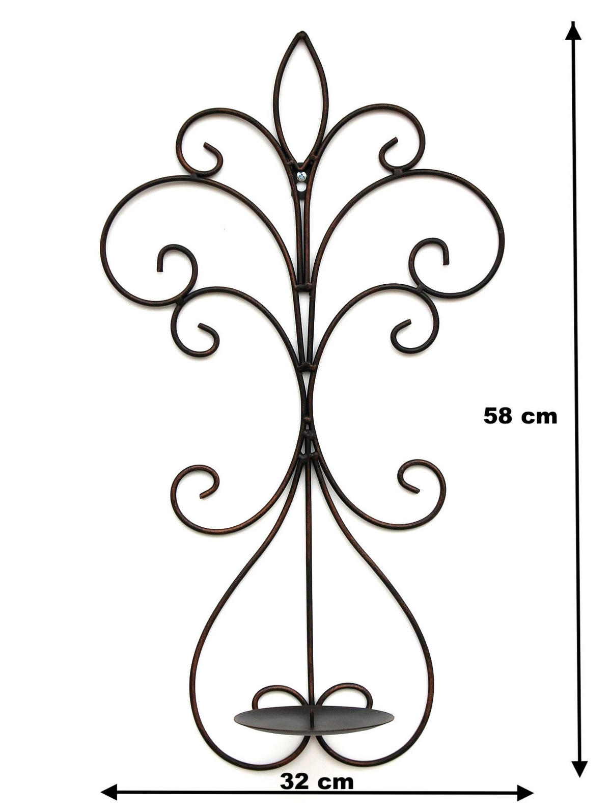WANDKERZENHALTER Wand Metall Antik Schwarz 58 cm - Braun, Metall (32/58/16cm) - DanDiBo
