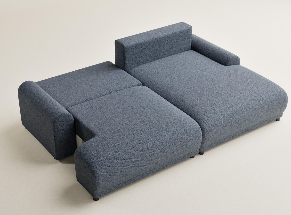 ECKSOFA MIT SCHLAFFUNKTION Tallin Blau Grau Webstoff - Blaugrau/Schwarz, Holz/Holzwerkstoff (240/145cm) - Maison de Reve