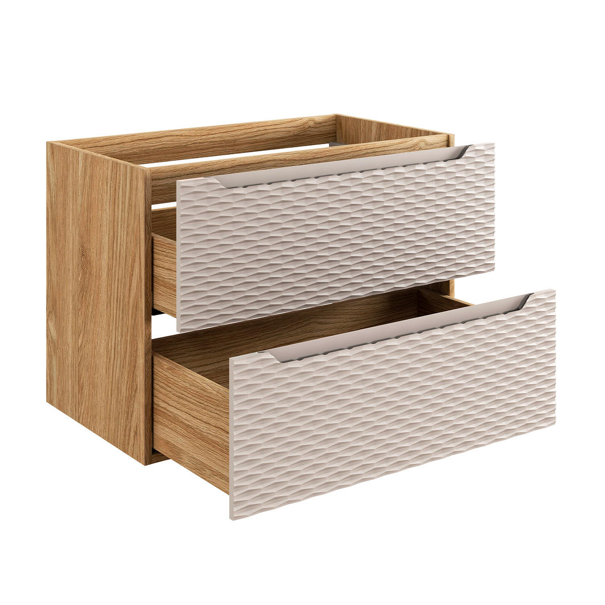 BADMÖBEL 80cm Elora 2er-Set Beige und Holz - Braun, Holzwerkstoff (80/57/46cm) - Petits-meubles