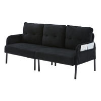 SOFA mit Seitentasche 171 x 72 x 80 cm Cord Schwarz 3-Sitzer - Schwarz, Textil (171/80/72cm) - IVMEU