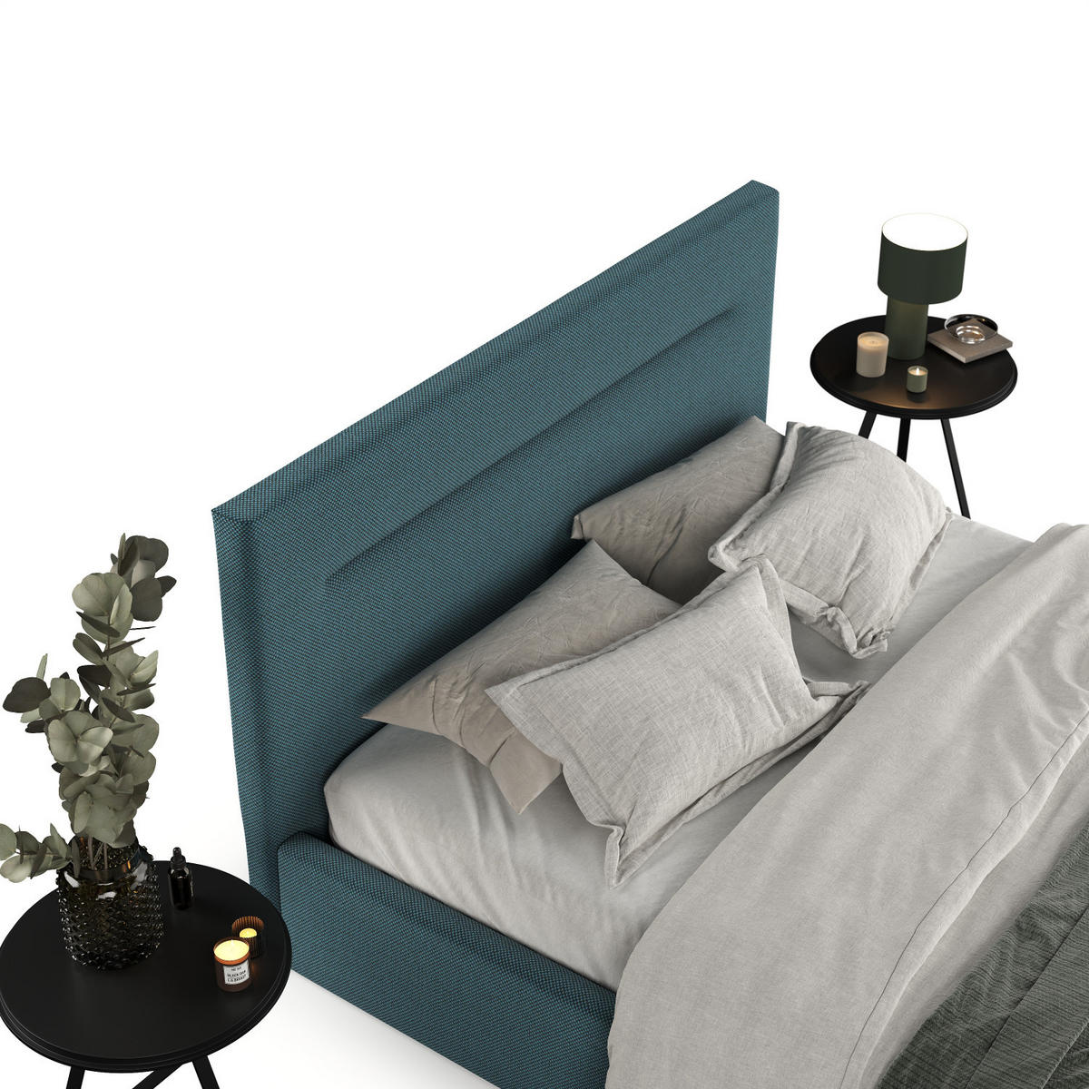 POLSTERBETT Liline 180/200 cm Türkis im Inari Stoff - Türkis/Schwarz, Holz/Holzwerkstoff (180/200cm) - AltaBeds