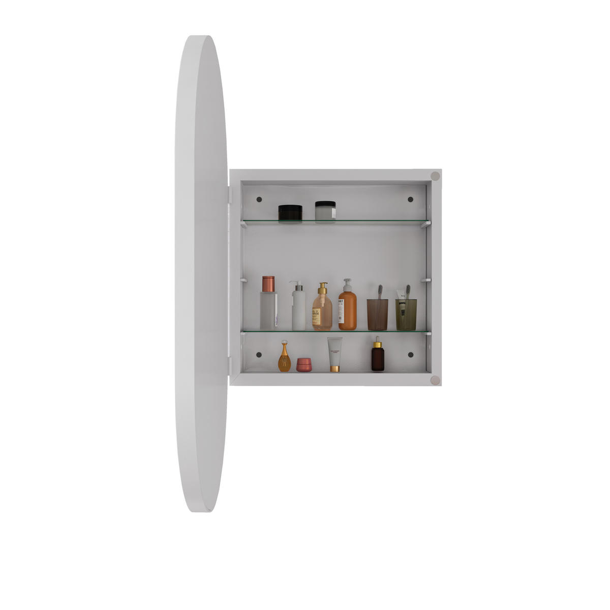 SPIEGELSCHRANK Weiß mit verstellbaren Einlegeböden und Metallrahmen 51/12/85 cm - Weiß, Metall (85/12/51.5cm) - PANGIVO