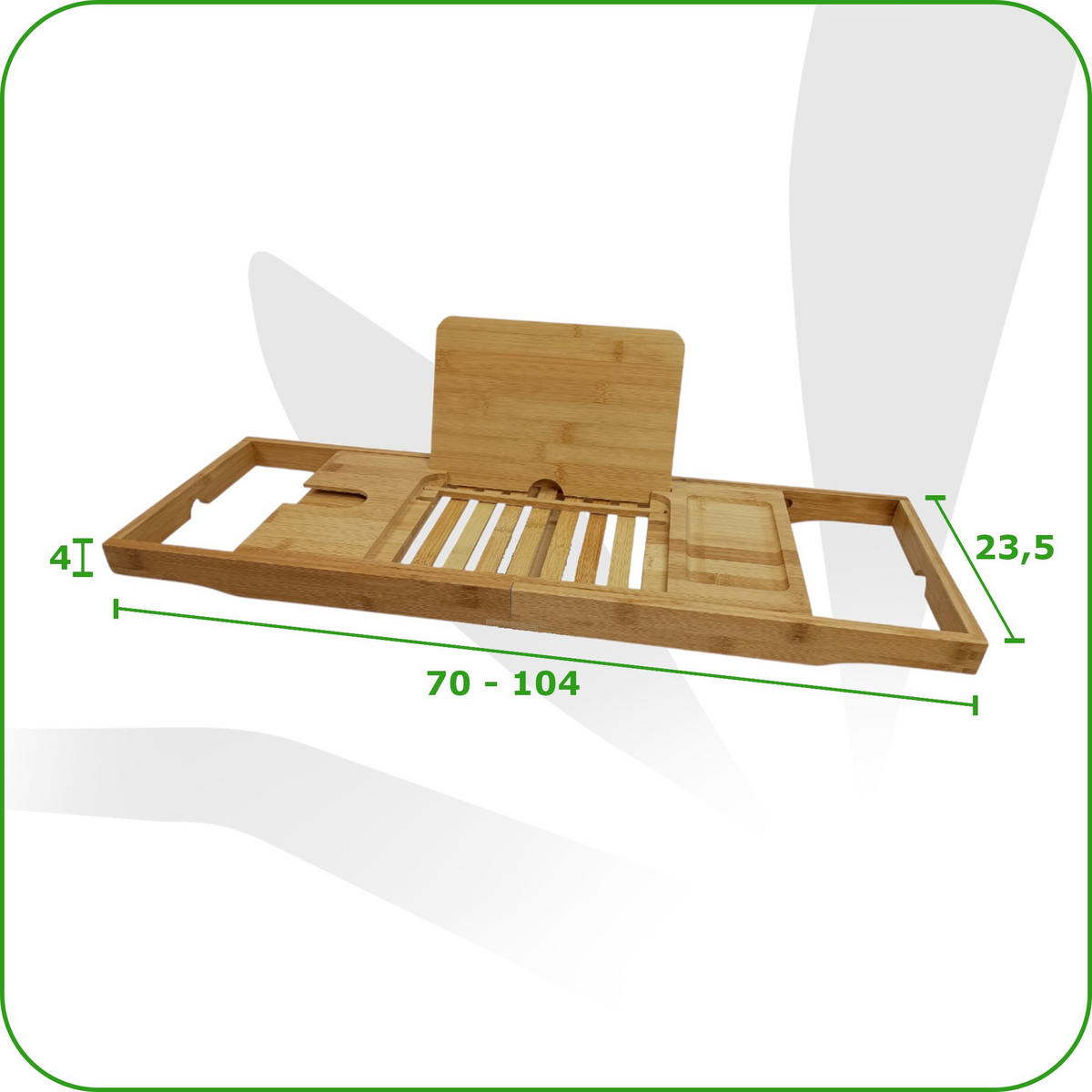 BADEWANNENABLAGE Bambus ausziehbar 70–104 x 23,5 x 4 cm mit Buchhalter und Ablagefächern - Naturfarben, Holz (70/4/23.5cm) - Begryf