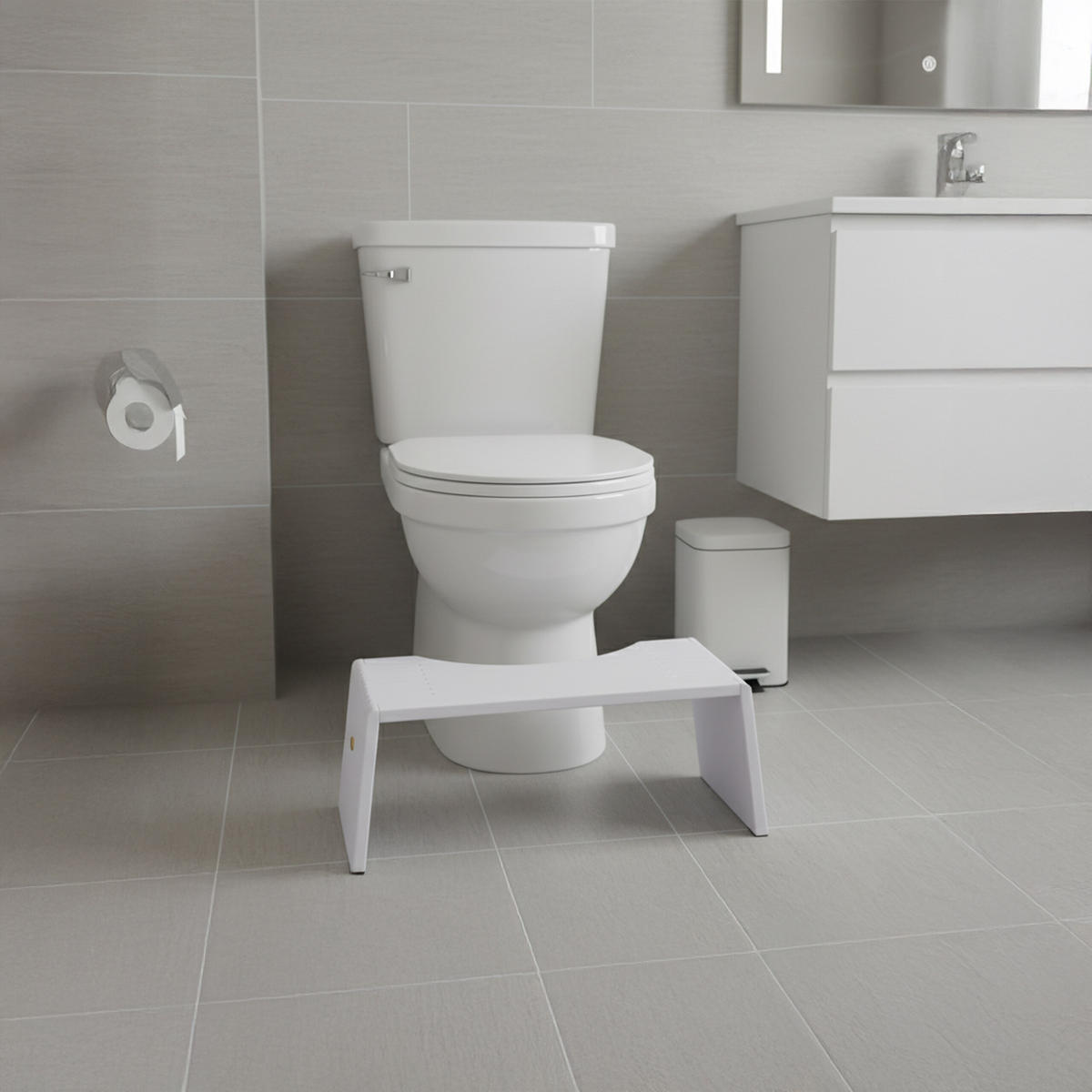 TOILETTENHOCKER - Weiß, Holz/Kunststoff (43.5/19/20cm) - Relaxdays