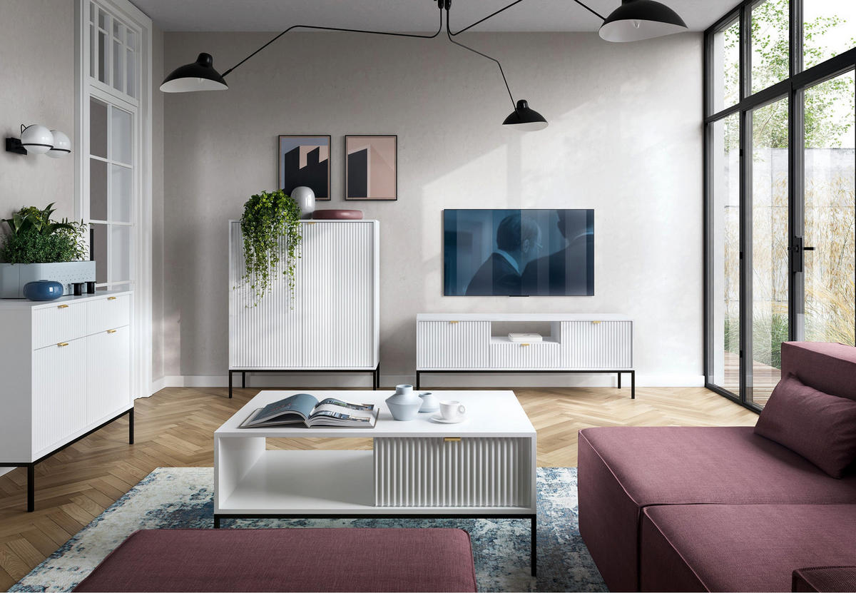 COUCHTISCH Vellore Weiß 104/68/46 cm - Goldfarben/Schwarz, Holzwerkstoff/Metall (68/104/46cm) - Selsey