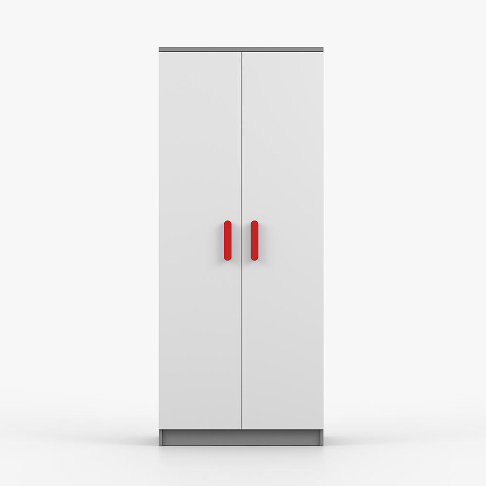 DREHTÜRENSCHRANK 80/192/50 cm 2-türig Jonas II 06 Grau/Weiß + rote Griffe - Rot/Weiß, Holz/Holzwerkstoff (80/193/50cm) - imoebel24