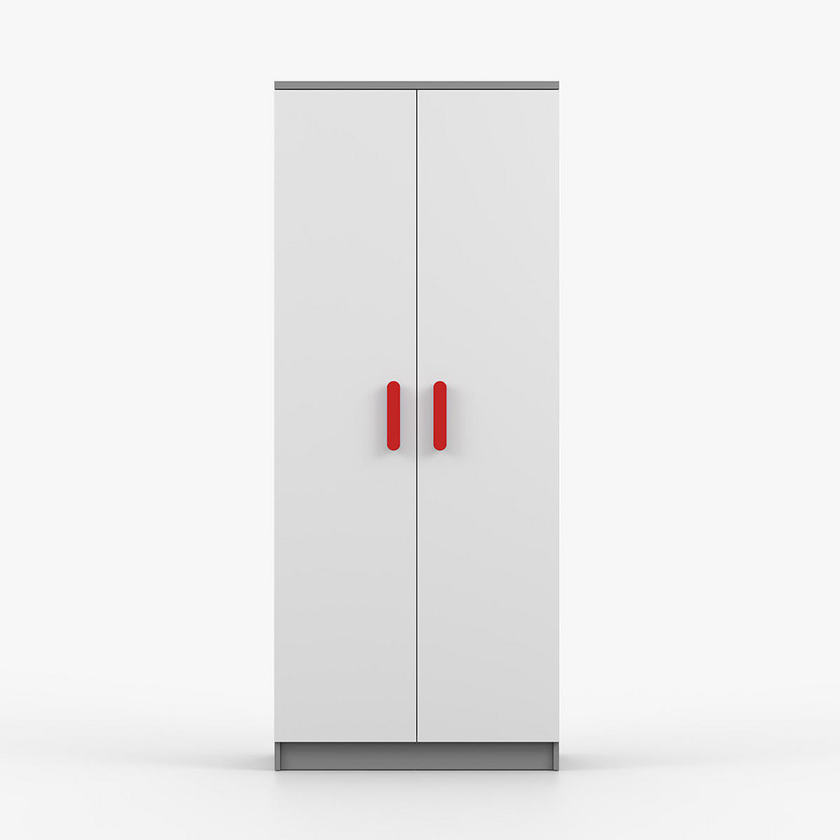 DREHTÜRENSCHRANK 80/192/50 cm 2-türig Jonas II 06 Grau/Weiß + rote Griffe - Rot/Weiß, Holz/Holzwerkstoff (80/193/50cm) - imoebel24