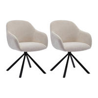 2‑ER Set Stühle mit Armlehnen - Textilstoff & Metall - Creme - CILIENO - Creme, Textil (60/80/57cm) - Vente-Unique