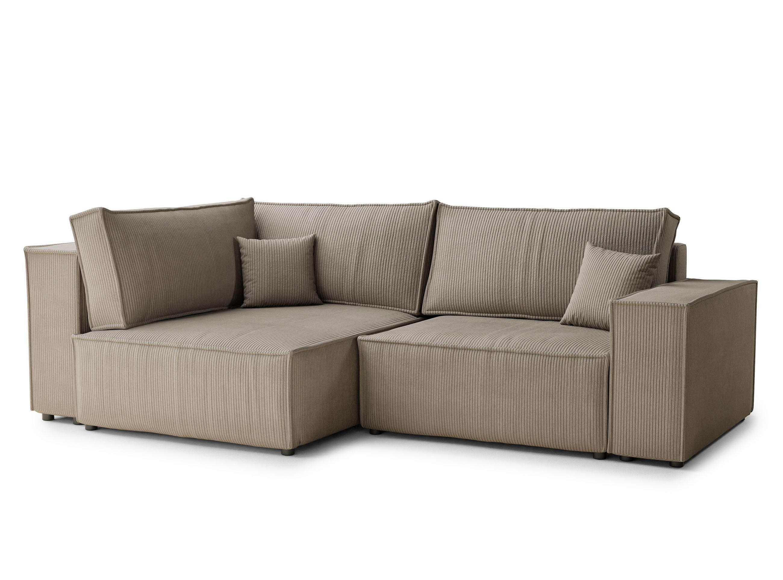 ECKSOFA MIT SCHLAFFUNKTION Tonga Beige Samtstoff - Beige/Schwarz, Holz/Holzwerkstoff (105/225cm) - Maison de Reve