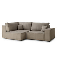 ECKSOFA MIT SCHLAFFUNKTION Tonga Beige Samtstoff - Beige/Schwarz, Holz/Holzwerkstoff (105/225cm) - Maison de Reve