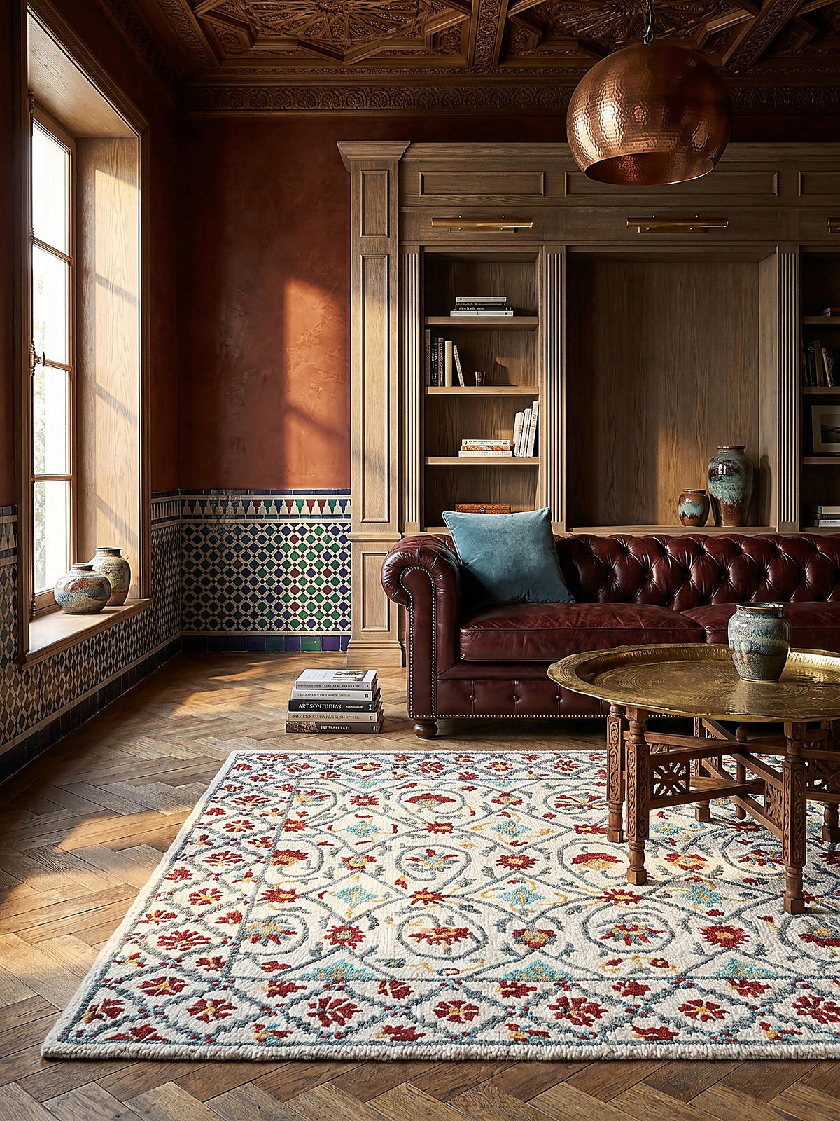 WOLLTEPPICH Orientmuster Floral Suzani, Wohnzimmer Rot-Blau Rechteckig 160x230 - Rot, Textil (230/160cm) - KADIMA DESIGN