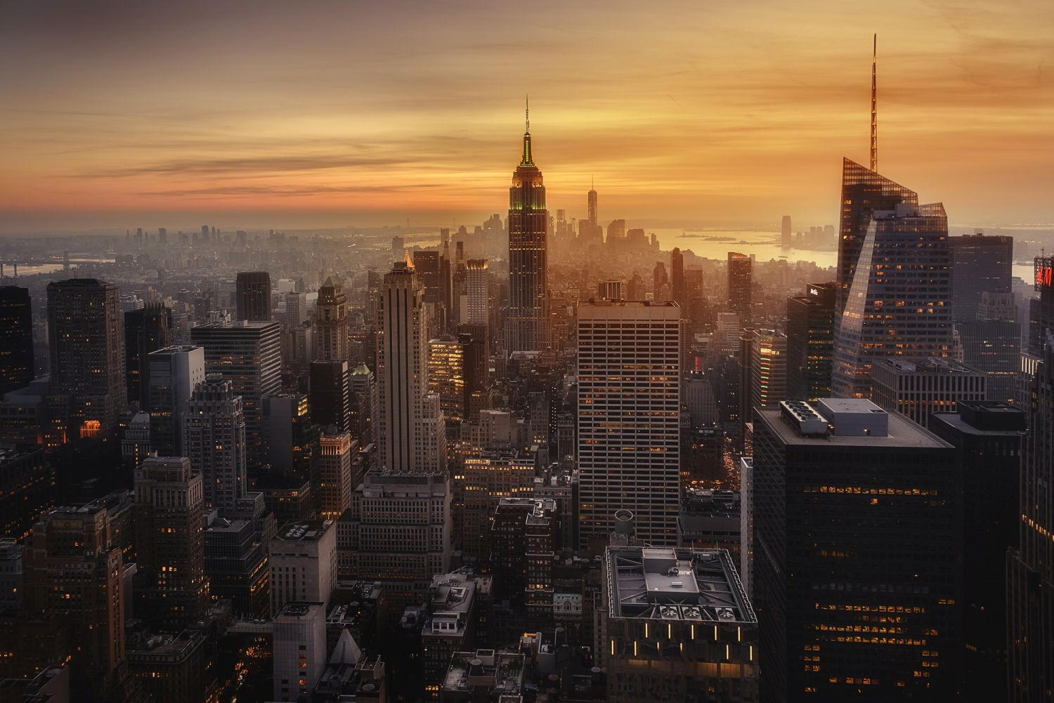 FOTOTAPETE Skyline von New York 375 x 270 cm - Orange, Papier (375/270cm) - Sanders & Sanders