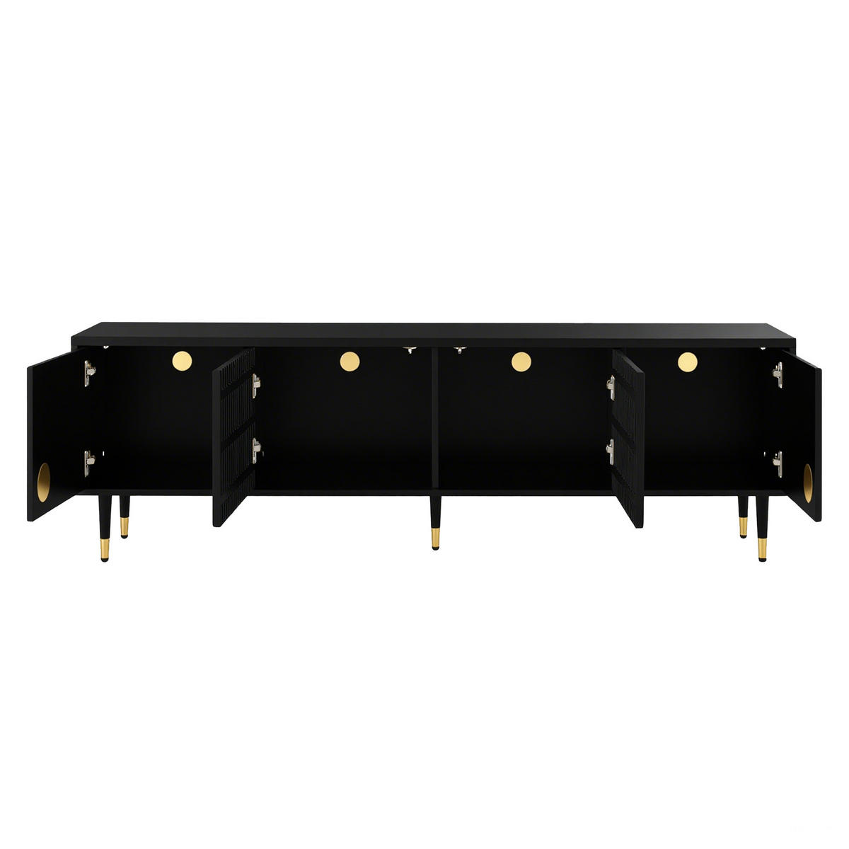 TV-SCHRANK Gitterstruktur Golddekor 2 Türen Massivholz - Schwarz, Holzwerkstoff (36/54/170cm) - FLIEKS