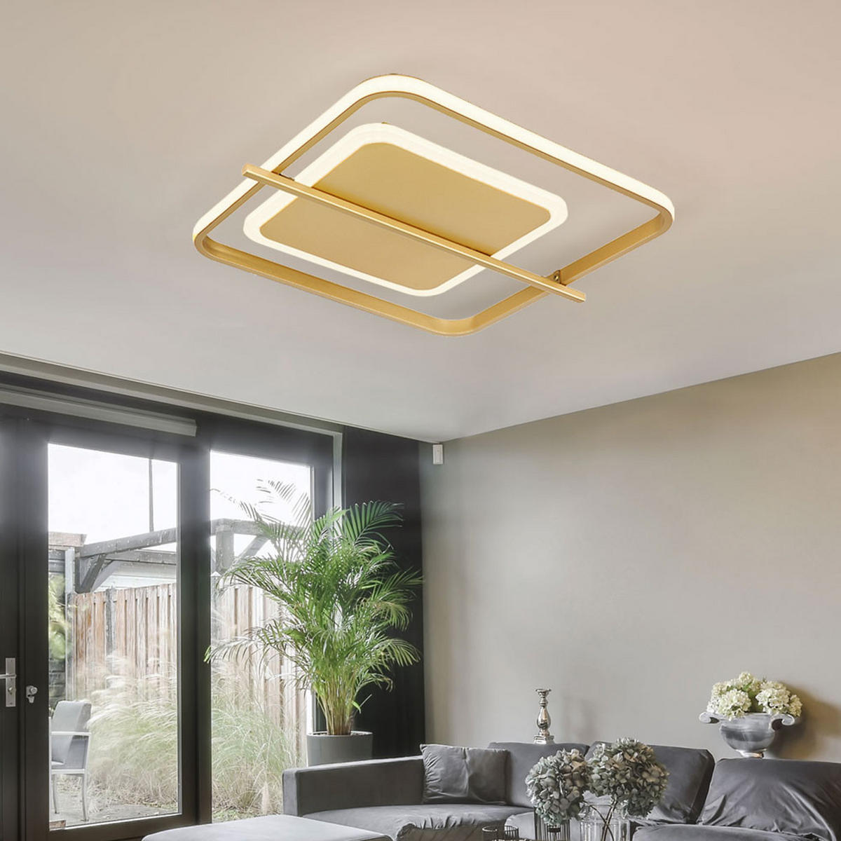 LED DECKENLEUCHTE Metall Goldfarben - Goldfarben, Metall (40/36/5cm) - Globo Lighting