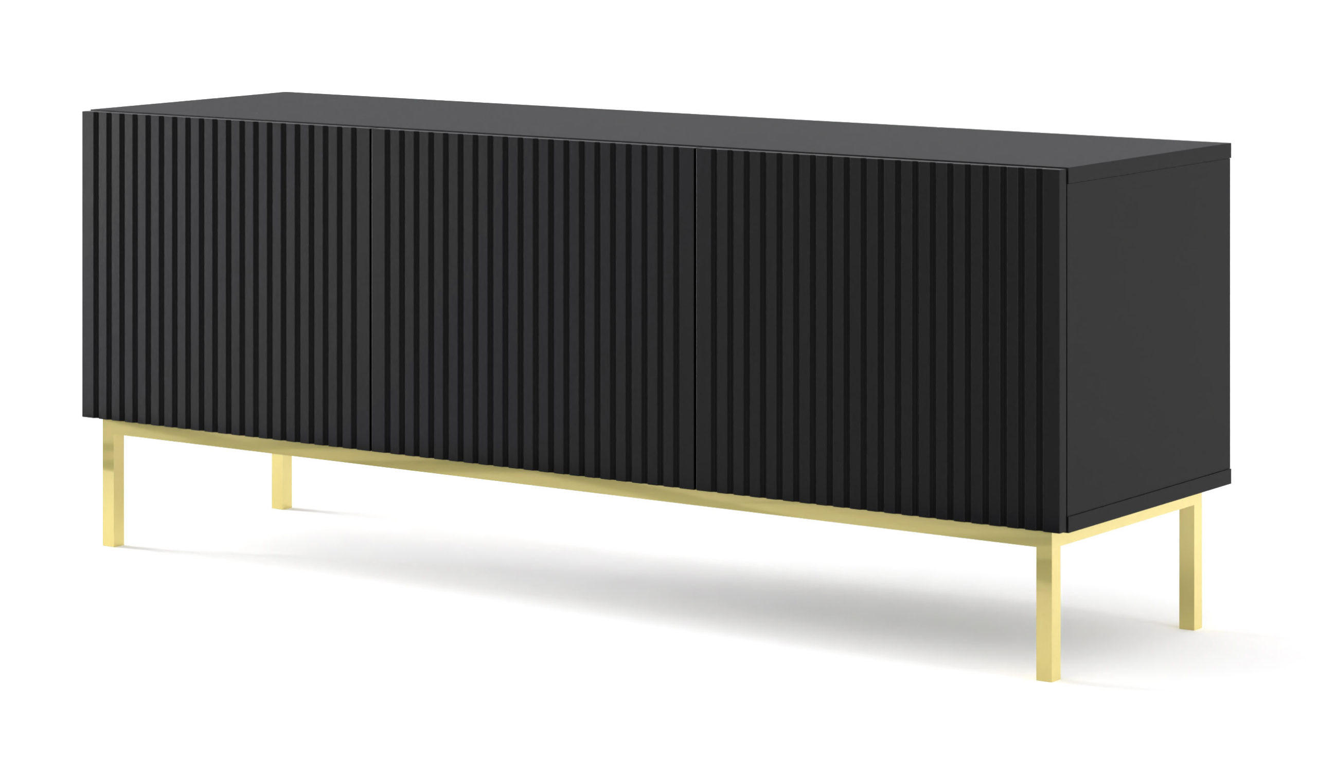 TV LOWBOARD Schwarz, Schwarz, Gold 150/58/42 - Goldfarben/Schwarz, Holzwerkstoff (150/58/42cm) - RAUMHIRSCH FURNITURE