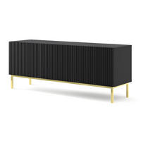 TV LOWBOARD Schwarz, Schwarz, Gold 150/58/42 - Goldfarben/Schwarz, Holzwerkstoff (150/58/42cm) - RAUMHIRSCH FURNITURE