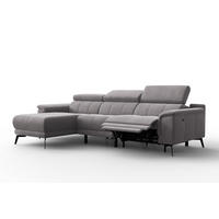 ECKSOFA FIERO 4-Sitzer LINKS, Dunkelgrauer Veloursstoff - Dunkelgrau/Schwarz, Holz/Textil (288/170cm) - Courtois Laville