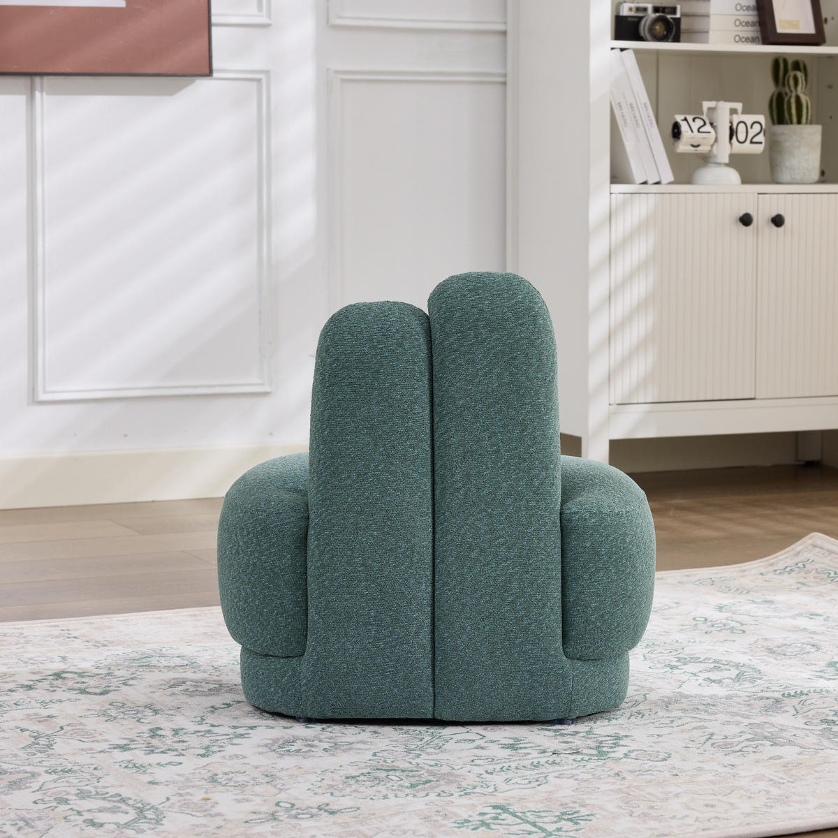 OTTOMAN Bunny-ear tyg stoppad med kaninöron - Grön, Textil (54/54/41.5cm) - Urban Meuble
