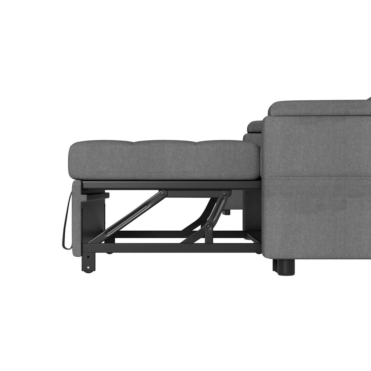 2-SITZER SCHLAFSOFA Leinen Grau mit Stauraum und Kissen - Grau, Holzwerkstoff/Kunststoff (159/92/142.5cm) - WISHDOR