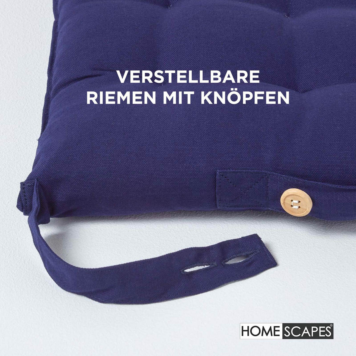 STUHLKISSEN 4er-Set dunkelblau 40/40/6,5 cm - Dunkelblau, Textil (40/40/6.5cm) - Homescapes