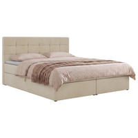 BOXSPRINGOVÁ POSTEĽ SOLVEN 140/200 - Béžová Štruktúrovaná látka - Topper Visco - H3 (stredne tvrdý) - čierna/béžová, textil/plast (140/200cm) - MKS