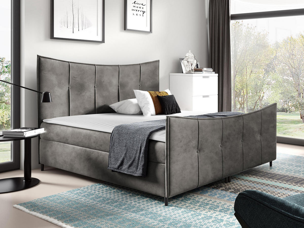 BOXBETT Bergamo Lux - Grau, Holz (200/200cm) - MIRJAN24