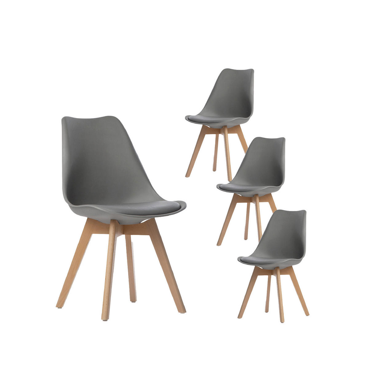 ESSZIMMERSTUHL Kler Grau 48 cm x 82 cm 4er-Set - Grau, Kunststoff (48/82/57cm) - Klast Home