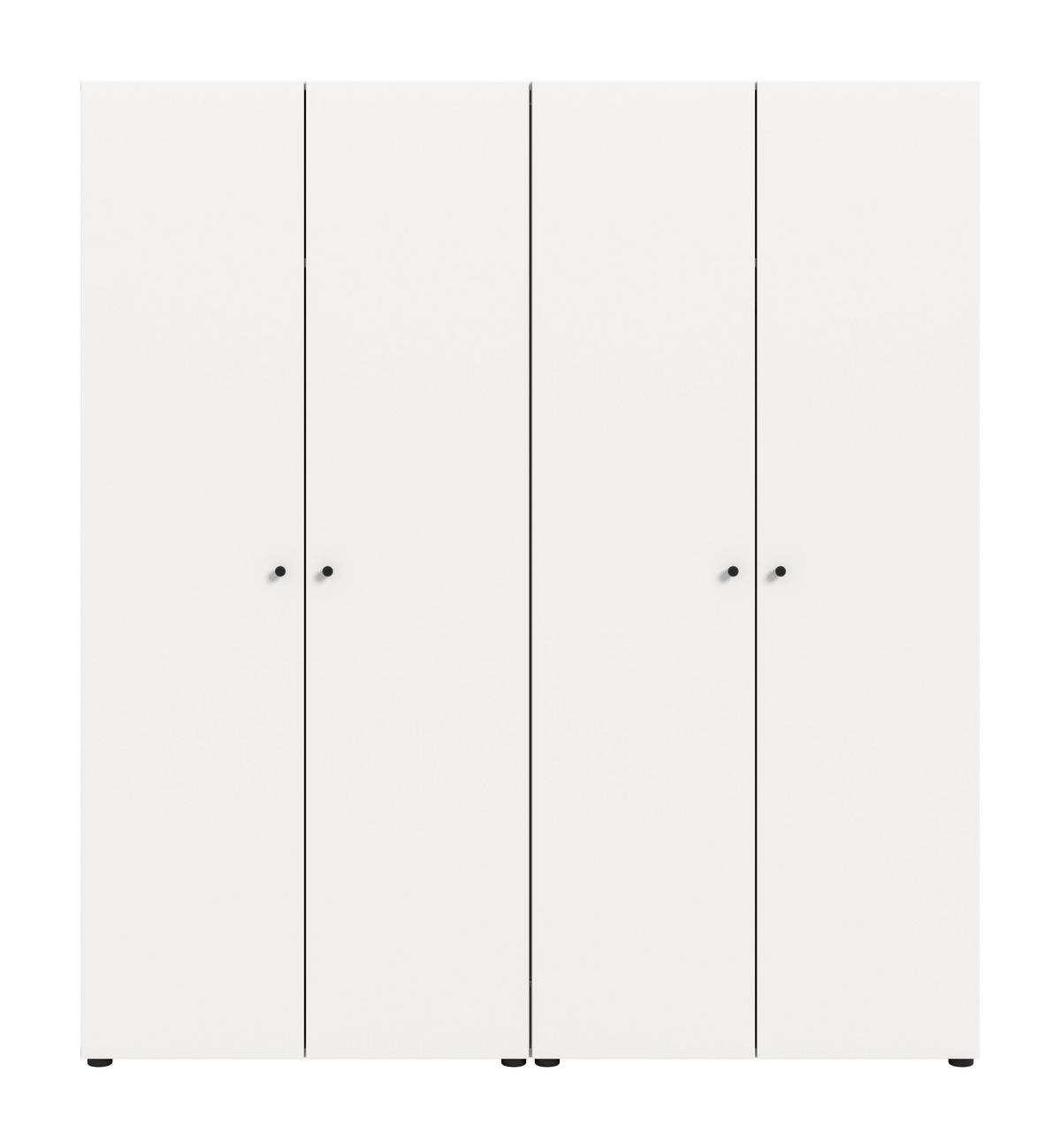 KLEIDERSCHRANKKOMBINATION DARWIN (B/H/T: ca. 160/176/51 cm) in Weiß/weiß - Weiß, Holzwerkstoff (160/176/51cm)
