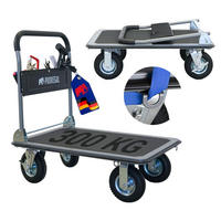 PLATTFORMWAGEN Transportwagen Rhino 300kg klappbar mit Luftreifen & Werkzeugtasche - Schwarz, Metall (90/60/94cm) - PROREGAL