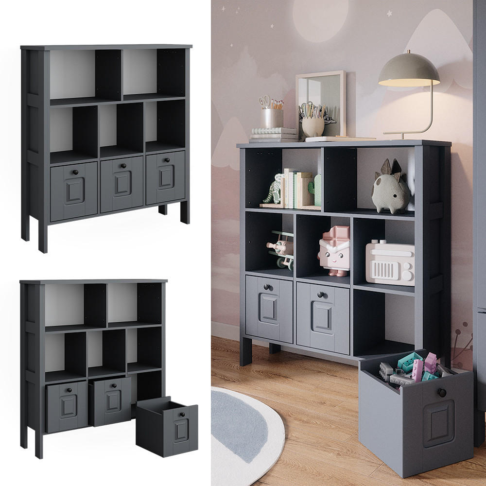 KINDERREGAL Ajaton Grau 103.6 x 113.4 cm - Grau, Holzwerkstoff (103.6/113.4/32.6cm) - VitaliSpa