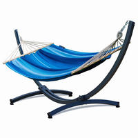 HÄNGEMATTE mit Gestell, 2 Personen, Stabhängematte, XXL, Tytan Rahmen bis 350 kg, Metall, Blau, einfache Montage - Blau, Metall (370/130/120cm) - Potenza