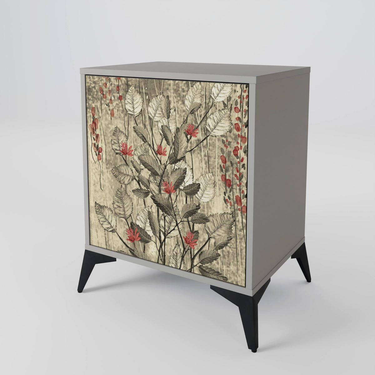 SIDEBOARD HERBAL GRACE, Grau, 57,5x42x57,5 cm, Ohne Füße - Multicolor/Grau, Holzwerkstoff (57.5/57.5/42cm) - SpaceRebels