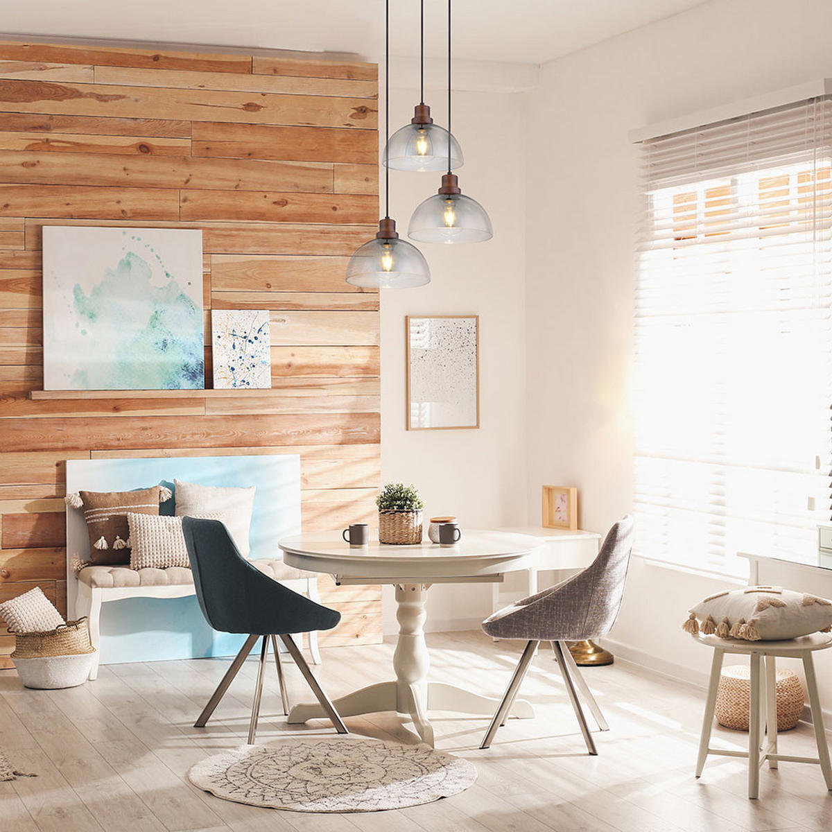 HÄNGELEUCHTE SALSA Grau Metall Glas - Grau, Glas (47/47/150cm) - Globo Lighting