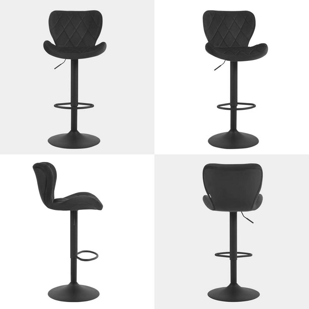 BARHOCKER Samt, Metallgestell, Schwarz - Schwarz, Textil/Metall (47/89/54cm) - Woltu