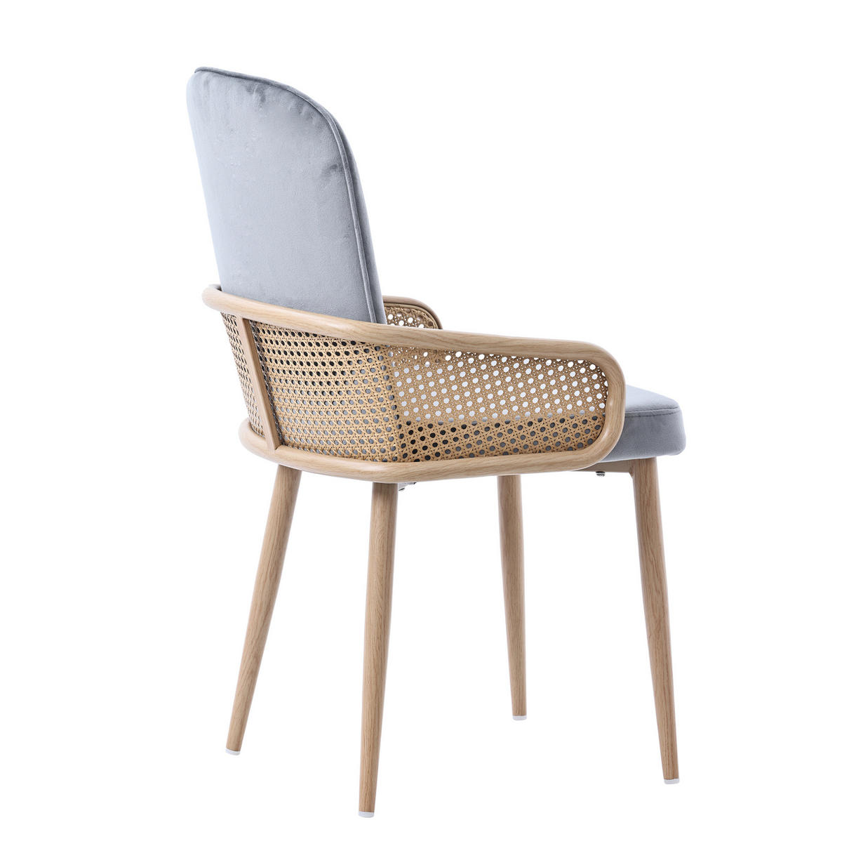 ESSZIMMERSTUHL 6er-Set Samt mit Rattan-Design Grau - Grau, Holz (43/90/41cm) - Meubliv
