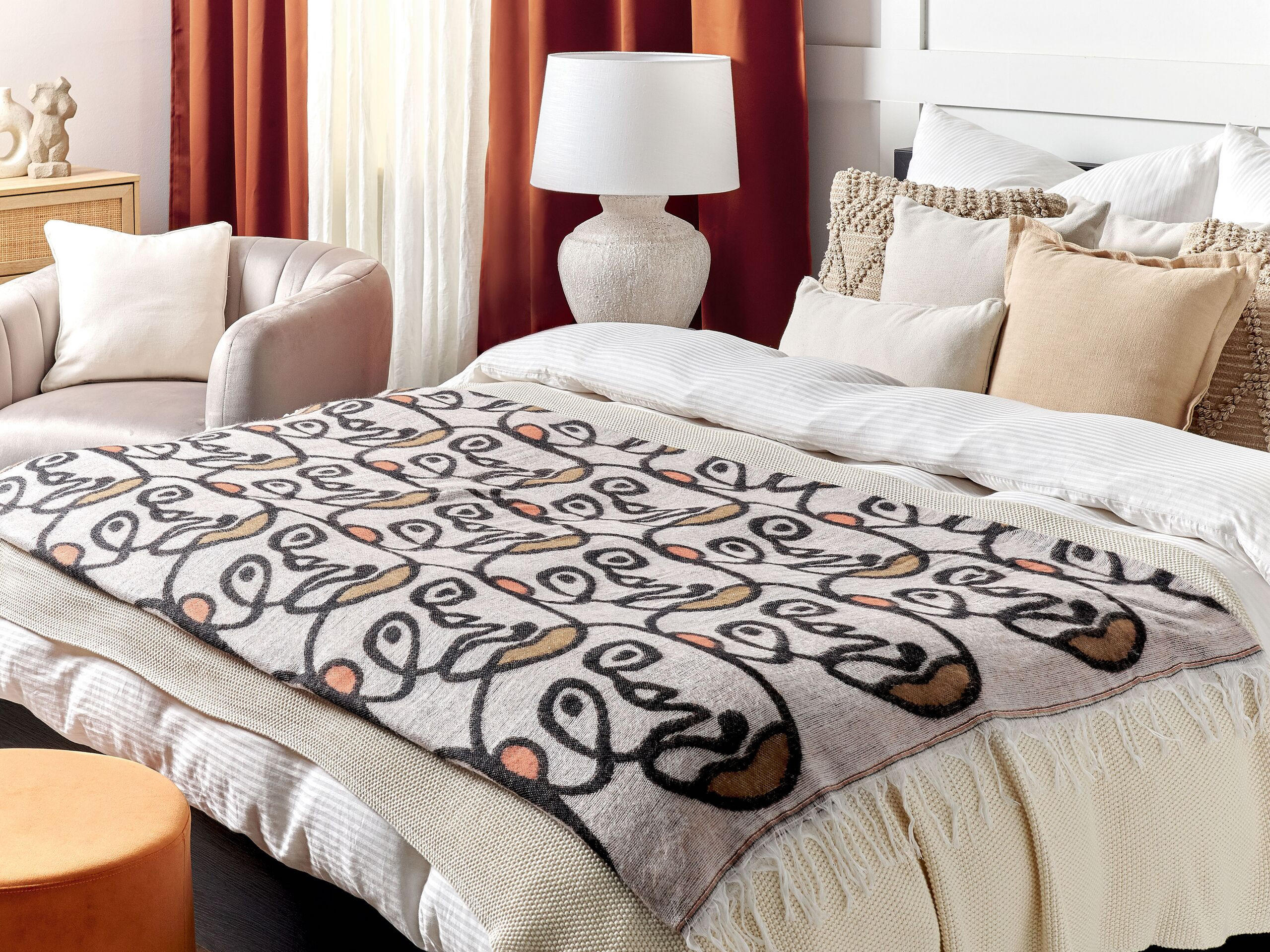 DECKE Bunt Jamune 170/170 cm - Multicolor, Textil (130/170cm) - Beliani
