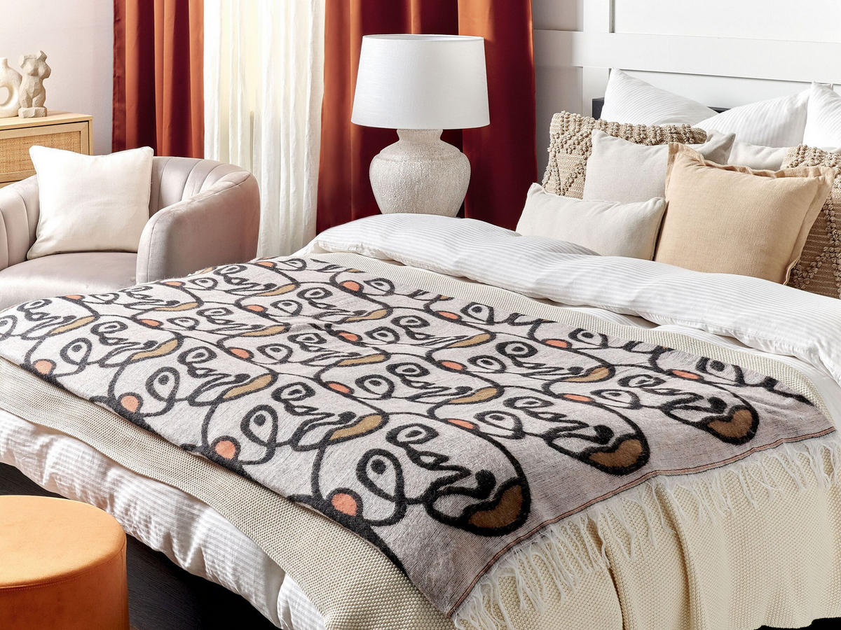 DECKE Bunt Jamune 170/170 cm - Multicolor, Textil (130/170cm) - Beliani