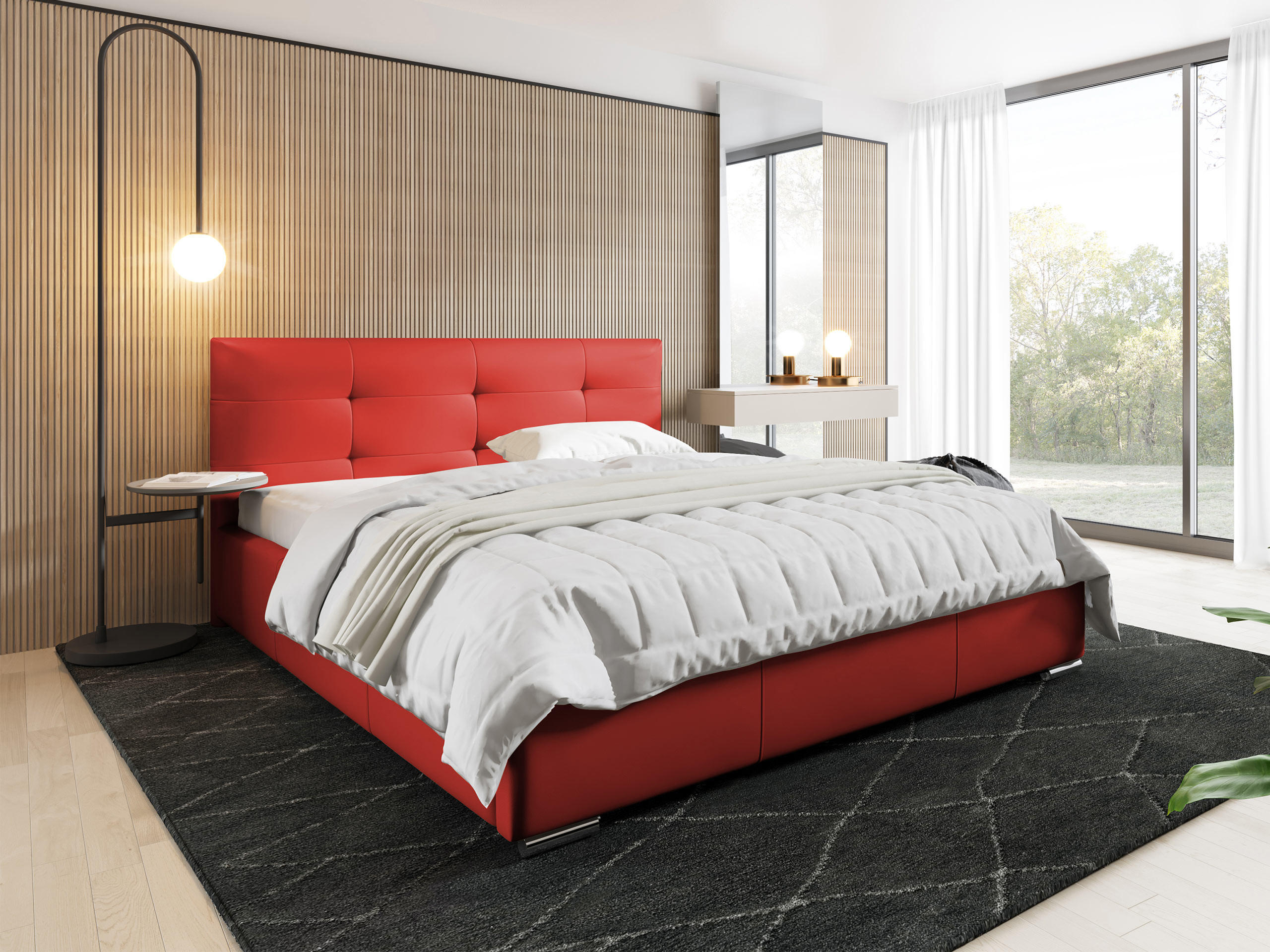 POLSTERBETT Lazio - Rot, Holz (180/200cm) - MIRJAN24