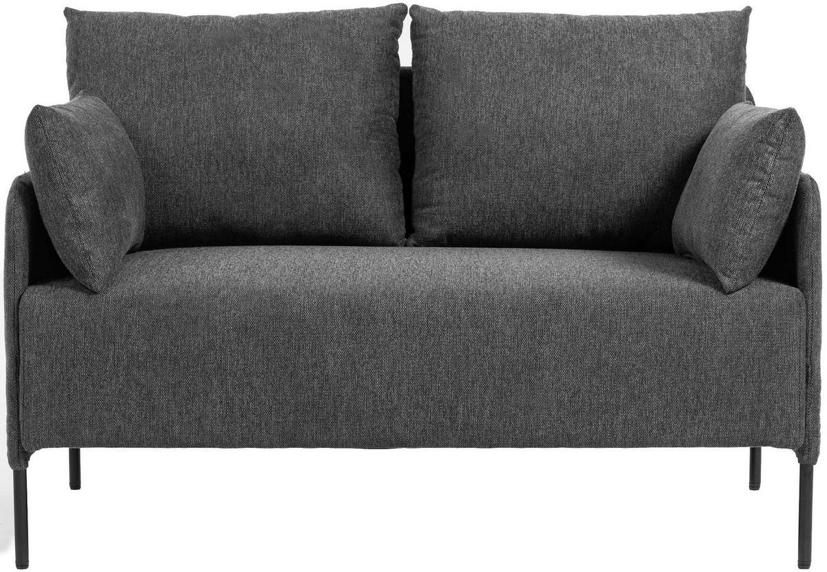 COUCH Bernd 2-Sitzer Stoff 131x79x79cm Stoff Schwarz Sofa - Schwarz, Kunststoff (131/79/79cm) - DELUKE