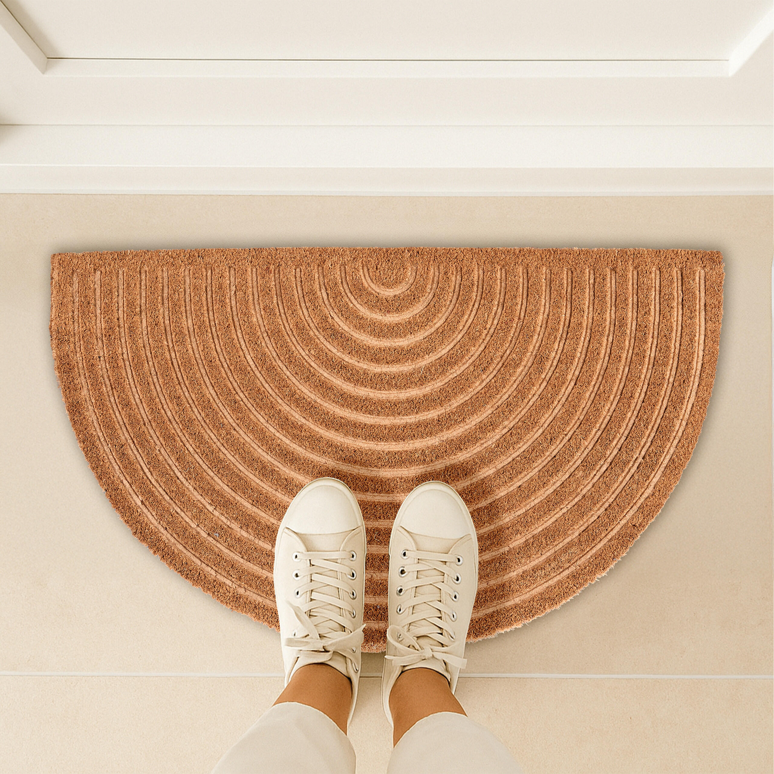 FUSSMATTE - Hellbraun, Kunststoff/Textil (75/45cm) - Relaxdays
