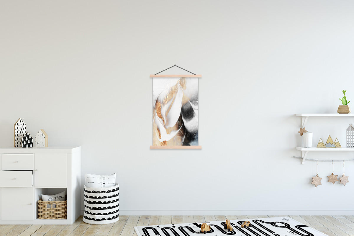 POSTER Luxus - Abstrakt - Gold - Weiß 60x90 cm - Goldfarben, Textil (60/90/0.15cm) - MuchoWow