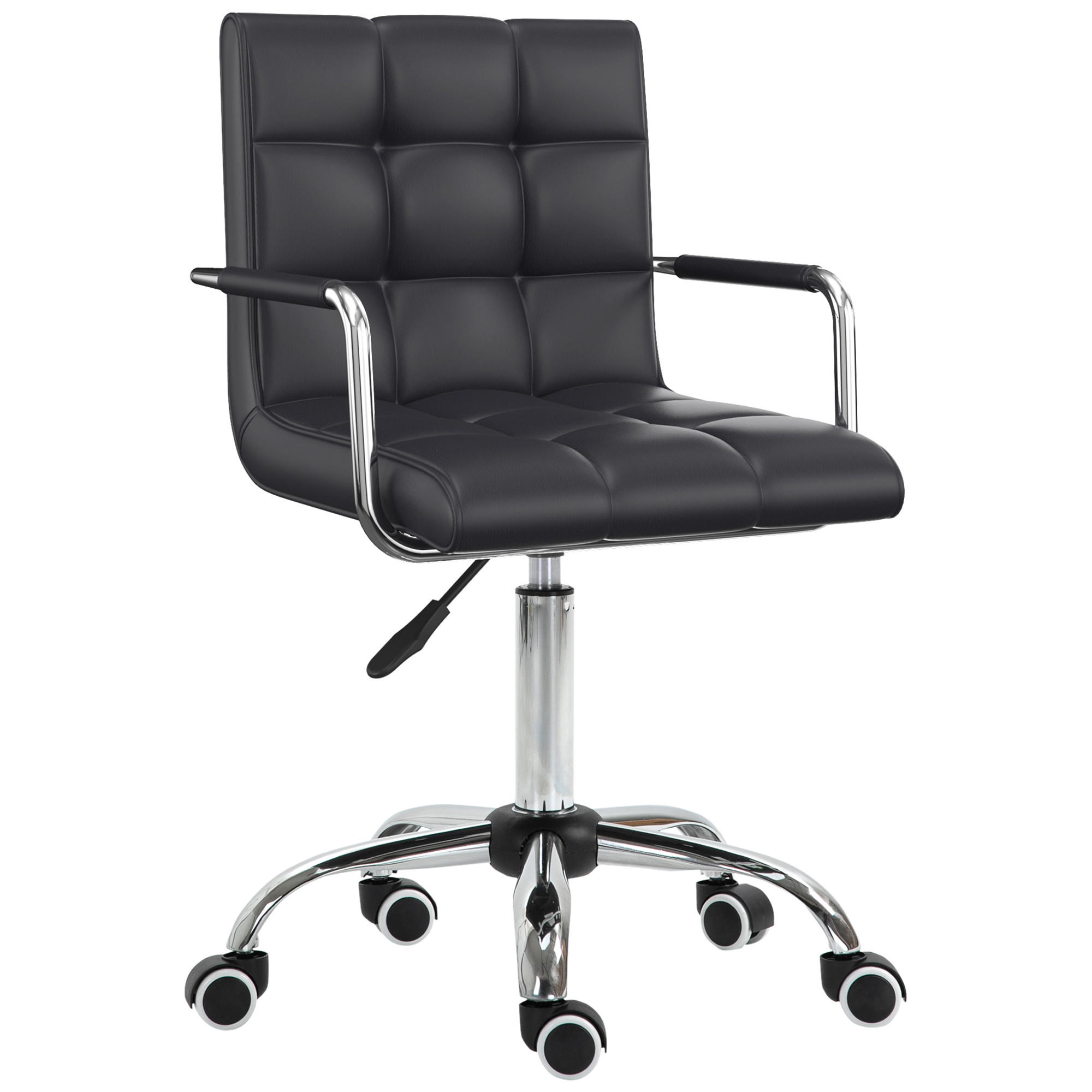 BÜROSTUHL Drehstuhl Rollhocker Drehhocker Arbeitshocker Stuhl Sessel Schwarz - Schwarz, Kunststoff (54/99/52.5cm) - HOMCOM