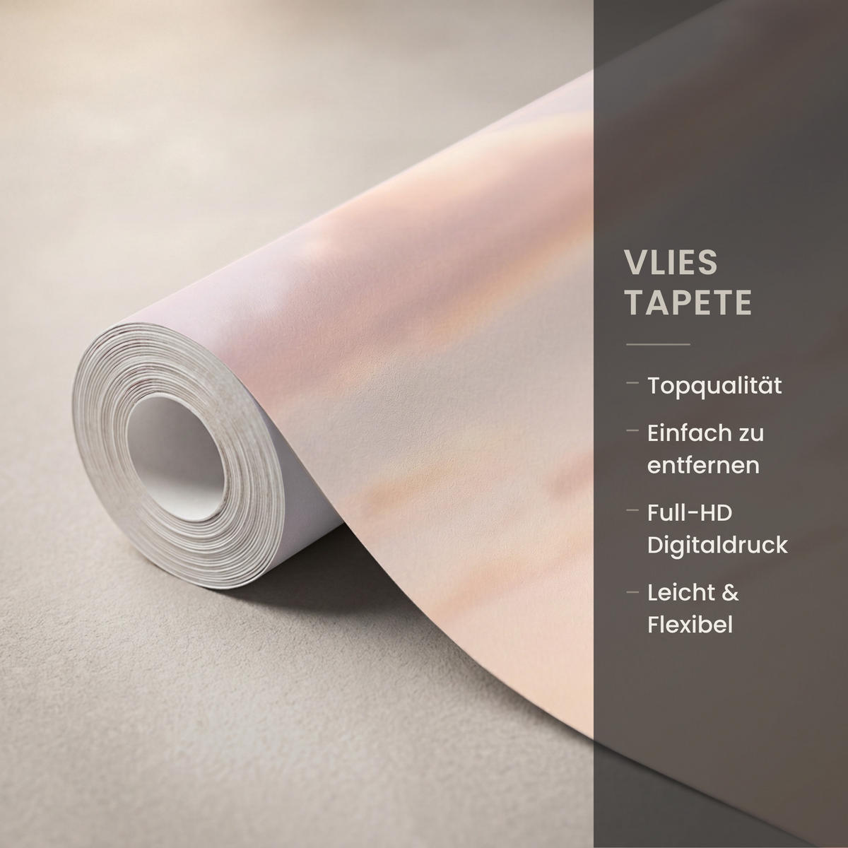 TAPETE - Strand - Brandung - Wolken - 120x200 cm - Hellrosa, Papier (120/200cm) - OnlyWow