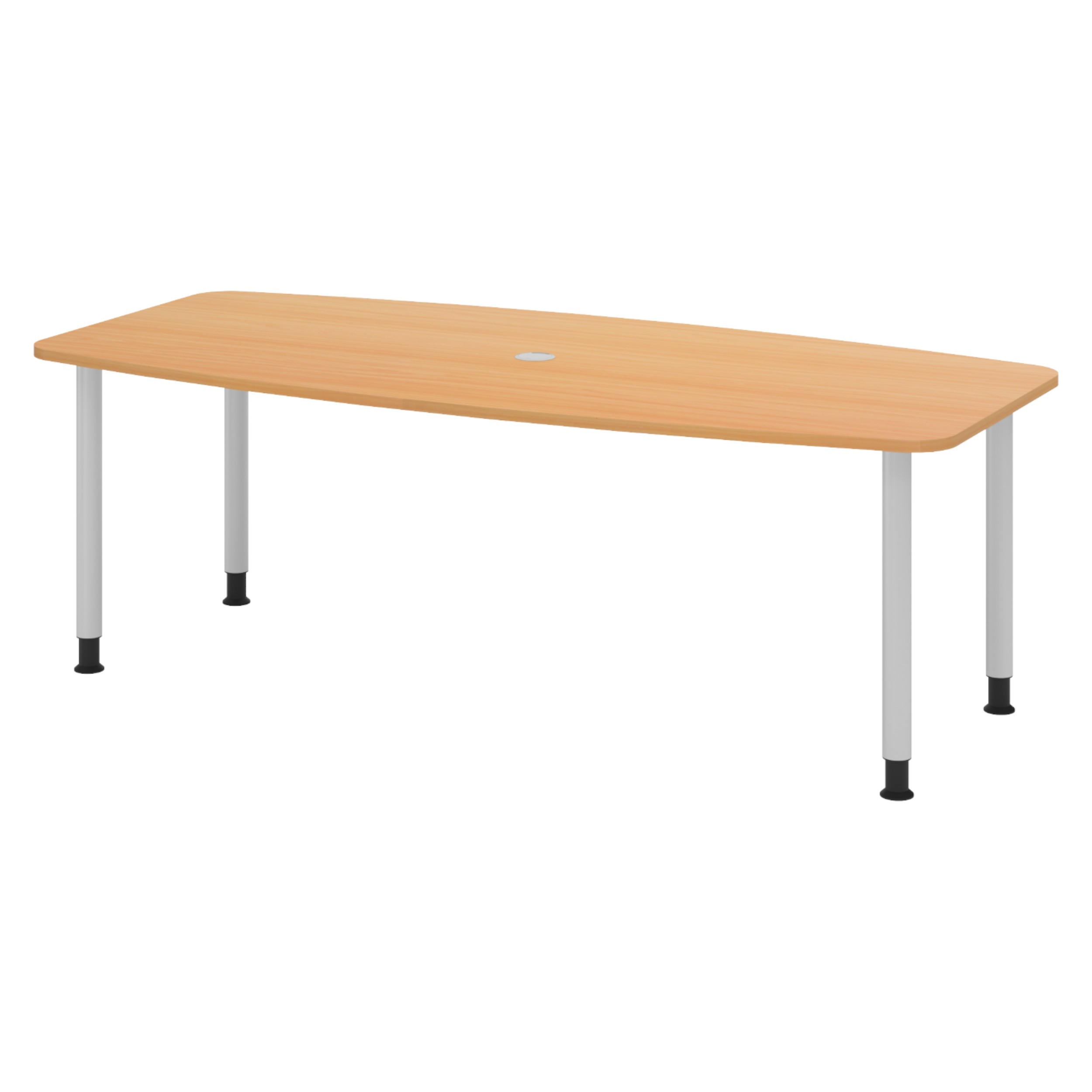 KONFERENZTISCH klein KT22 103/220/74 cm in Buchefarben/Füße in Silberfarben - Buchefarben/Silberfarben, Holzwerkstoff (103/220/74cm) - bümö