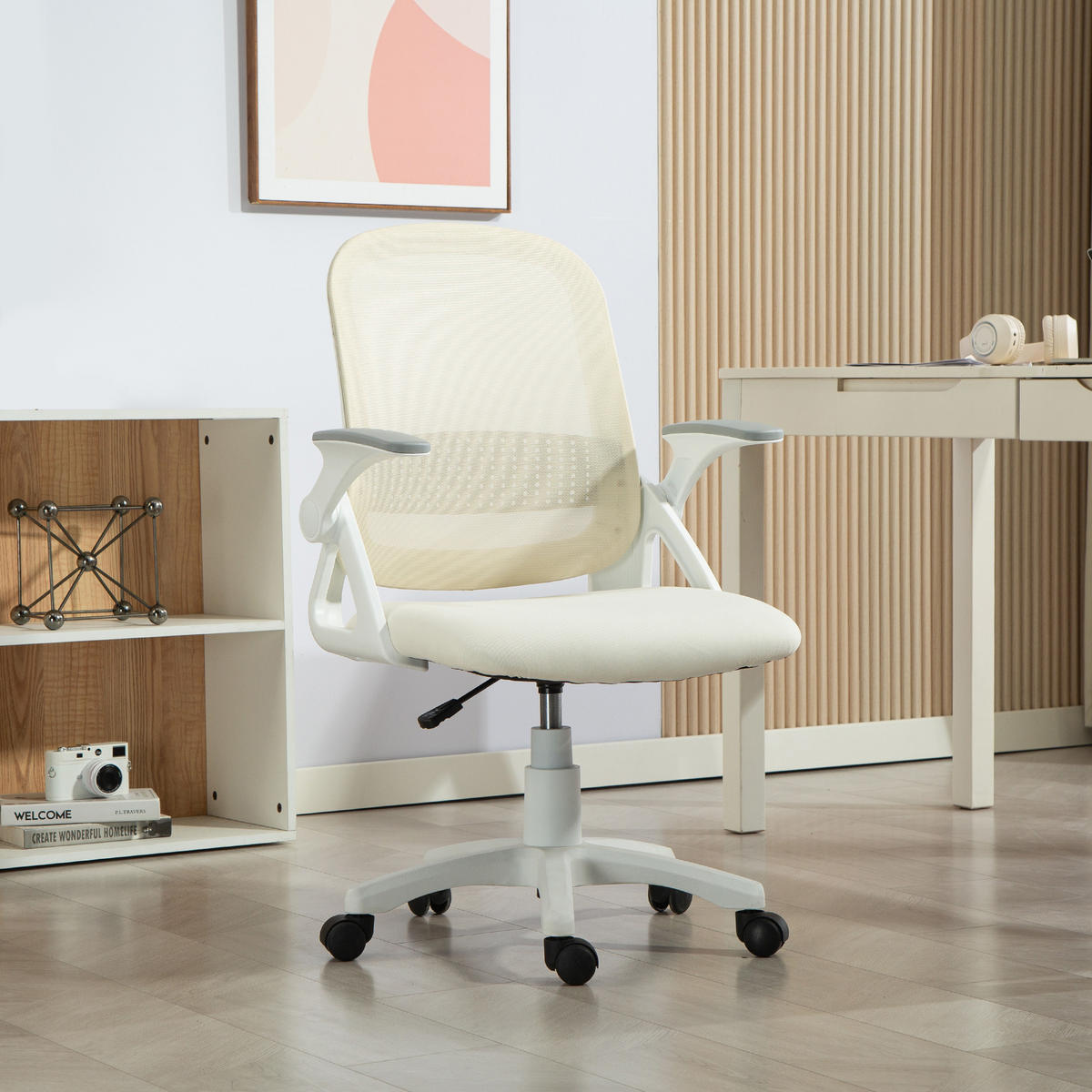 BÜROSTUHL höhenverstellbar aus Mesh Weiß - Weiß, Kunststoff/Textil (57.5/101/60cm) - HOMCOM