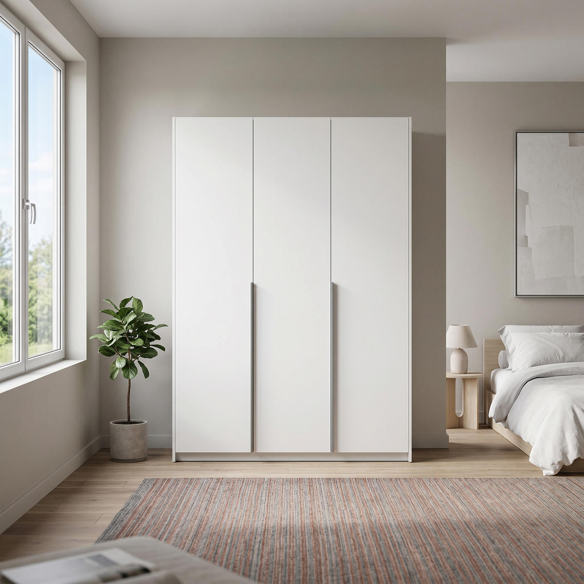 DREHTÜRENSCHRANK AMARA 148/204/58cm 3-türig Weiß - Weiß, Holzwerkstoff (148/204/58cm) - MASSENO