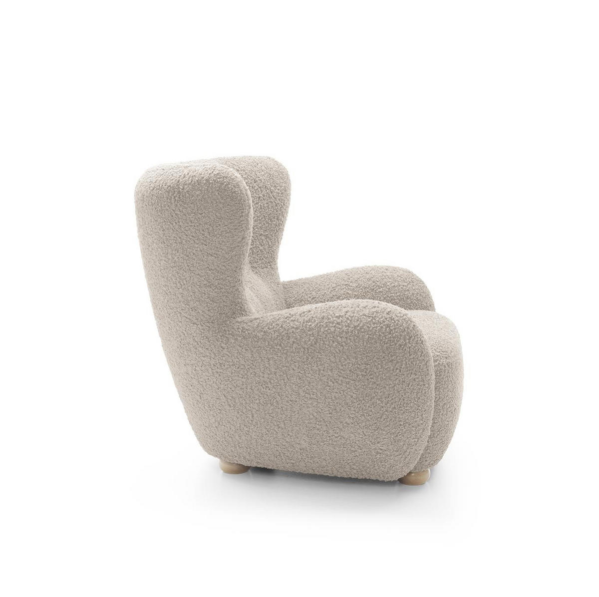 OHRENSESSEL Teddy Beige, Buchenholz Bein, Sessel aus Boucle-Stoff - Beige/Buchefarben, Holzwerkstoff/Textil (88/91/100cm) - Bettso
