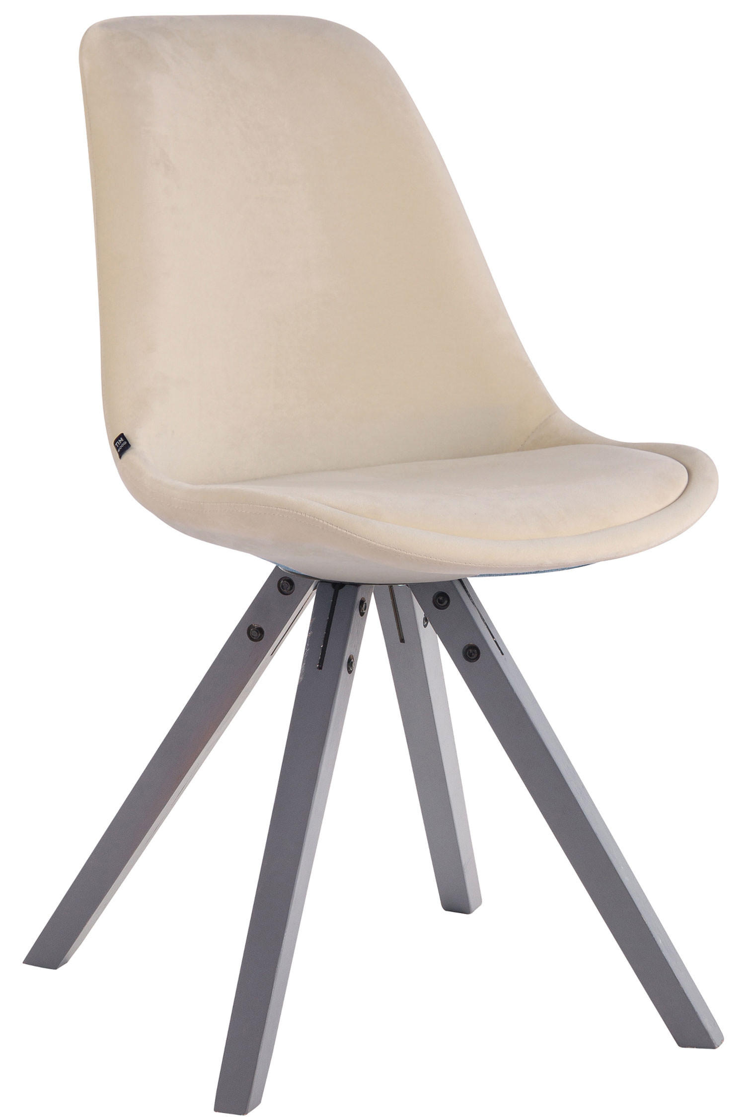 STUHL Samt creme - Creme/Grau, Holz/Textil (48/84/56cm) - CLP